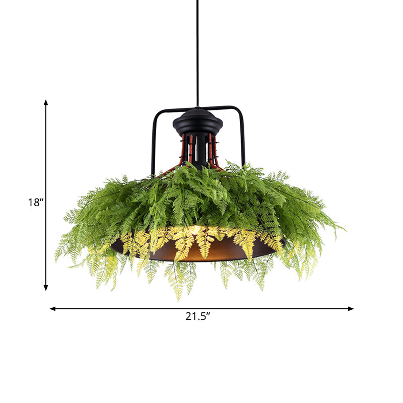 Barn-Style Metal Pendant Light – Antique Black LED Fixture, 18"/21.5" Wide