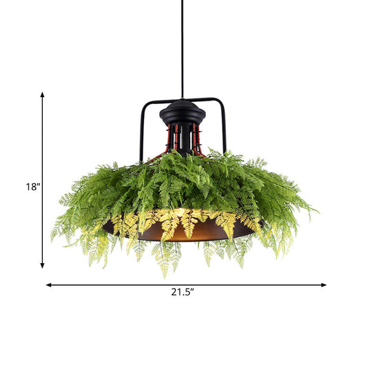 Barn-Style Metal Pendant Light – Antique Black LED Fixture, 18"/21.5" Wide