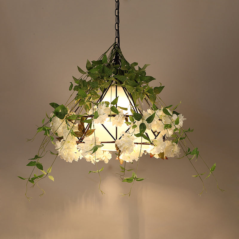 Industrial Diamond Metal Pendant Light In Black - Led Downlight For Restaurants 16/19.5/23.5 W