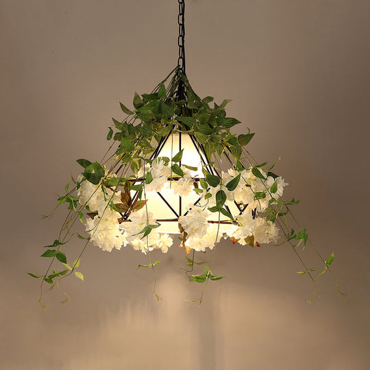 Industrial Diamond Metal Pendant Light In Black - Led Downlight For Restaurants 16/19.5/23.5 W