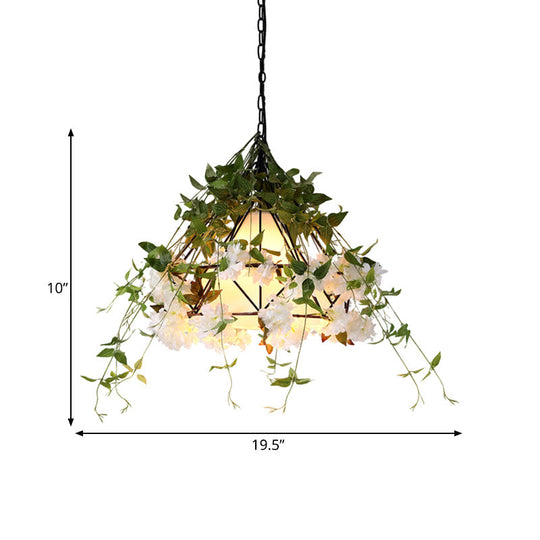 Industrial Diamond Metal Pendant Light In Black - Led Downlight For Restaurants 16/19.5/23.5 W