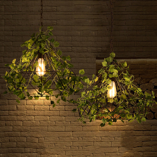 Black Antique Metal Diamond Pendant Lamp With Led Plant Suspension Light For Restaurant - 10/15/18