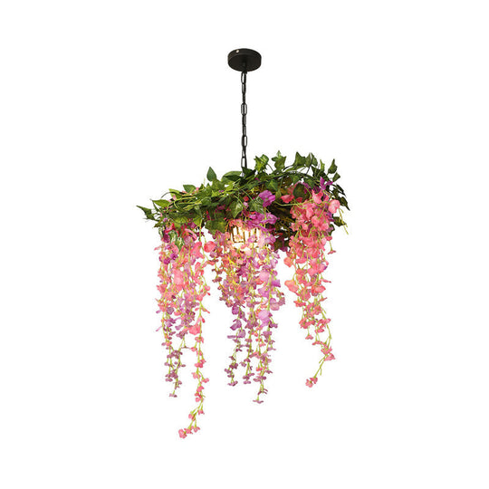 Metal Pink Industrial Pendant Lamp With Led Down Lighting - Perfect For Restaurants