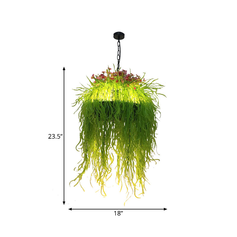 Antique Green Seaweed Metal Led Pendant Light Fixture - Ideal For Restaurants