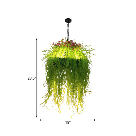 Antique Green Seaweed Metal Led Pendant Light Fixture - Ideal For Restaurants