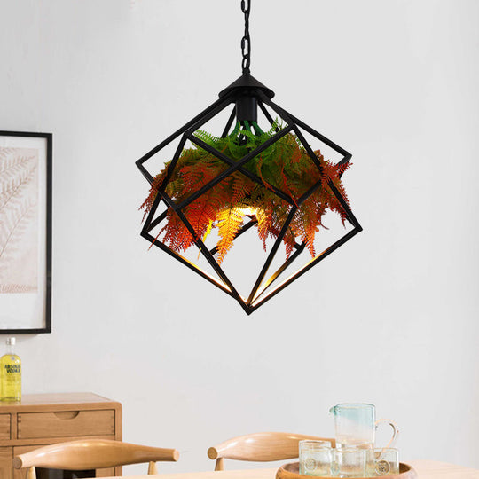 Modern Industrial Pendant Lighting - Geometric Metal Design Black Led 1 Bulb 16/18.5 Wide / 16