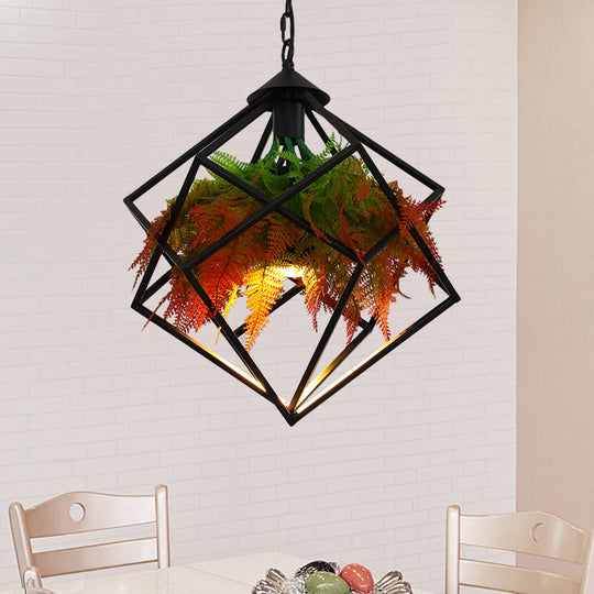 Modern Industrial Pendant Light with Geometric Design and LED Bulb - 16"/18.5" Wide