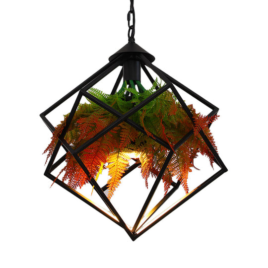 Modern Industrial Pendant Light with Geometric Design and LED Bulb - 16"/18.5" Wide