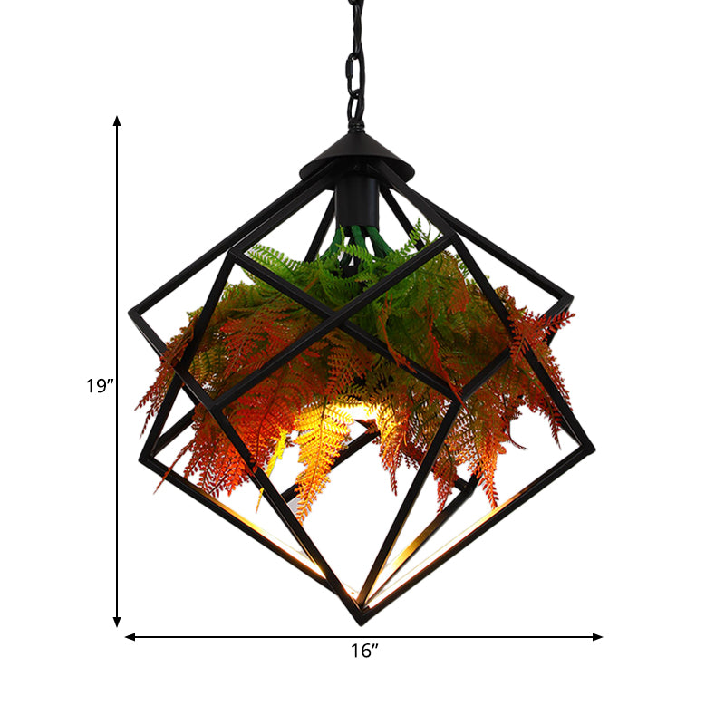 Modern Industrial Pendant Light with Geometric Design and LED Bulb - 16"/18.5" Wide
