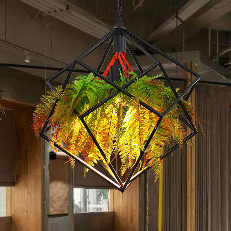 Modern Industrial Pendant Lighting - Geometric Metal Design Black Led 1 Bulb 16/18.5 Wide / 18.5
