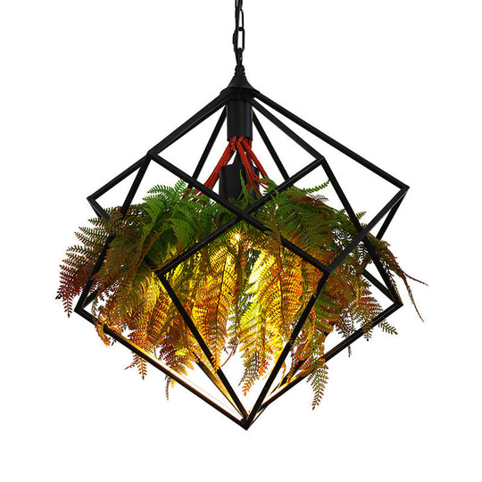 Modern Industrial Pendant Light with Geometric Design and LED Bulb - 16"/18.5" Wide