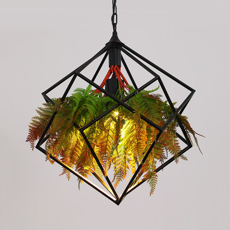 Modern Industrial Pendant Light with Geometric Design and LED Bulb - 16"/18.5" Wide