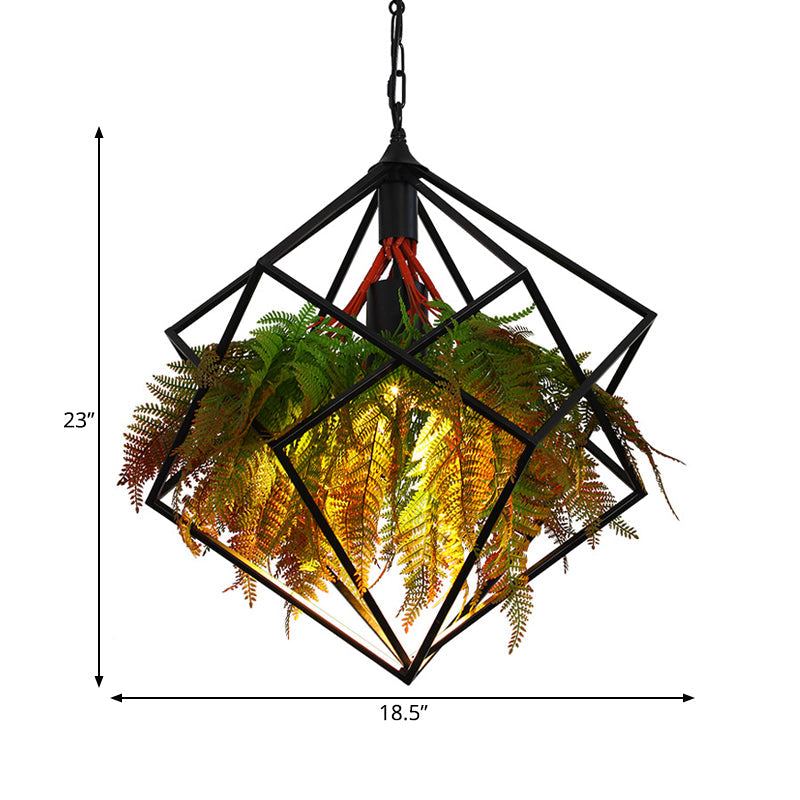 Modern Industrial Pendant Lighting - Geometric Metal Design Black Led 1 Bulb 16/18.5 Wide