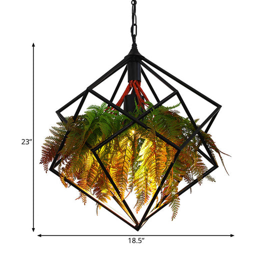 Modern Industrial Pendant Lighting - Geometric Metal Design Black Led 1 Bulb 16/18.5 Wide