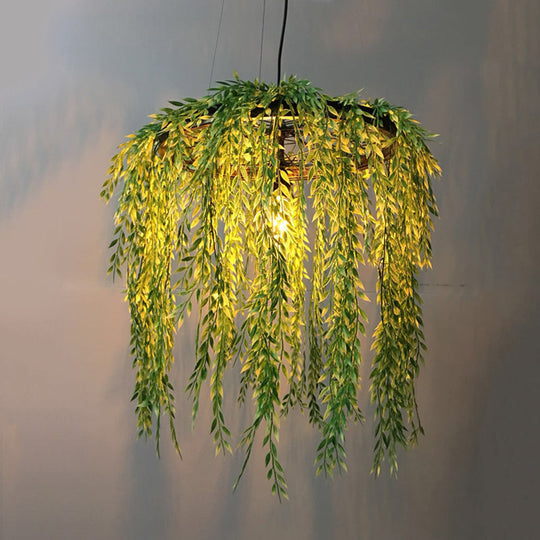 Vintage Metal Plant Restaurant Pendant Lamp - Black Led Down Lighting 1 Head 13/19/23 Width