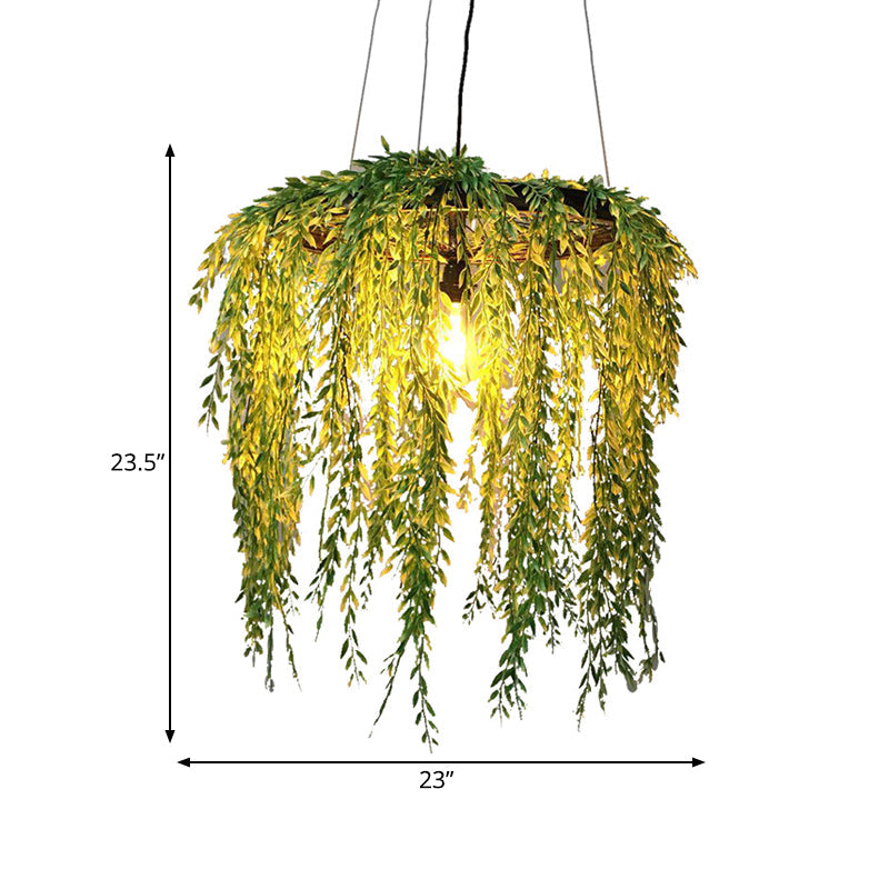 Vintage Metal 1-Head Black LED Pendant Lamp for Plant Restaurant, Hanging Design with Down Lighting, 13"/19"/23" Width