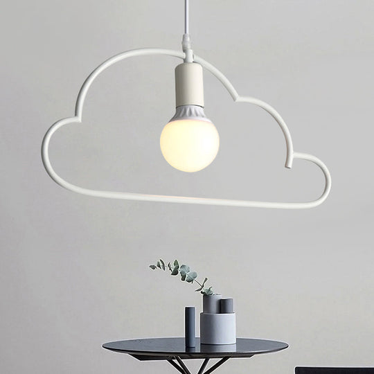 Modern Cloud Pendant Ceiling Lamp with Metal Finish - White, 1 Bulb
