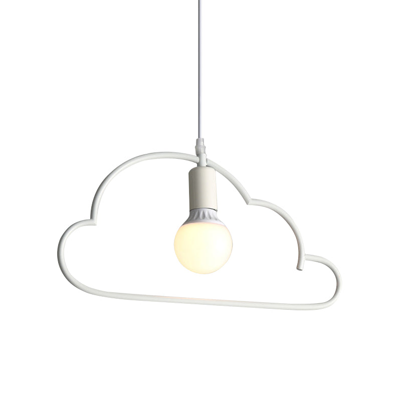 White Modernist Cloud Pendant Lamp - Metal 1-Bulb Bedside Ceiling Lighting Solution