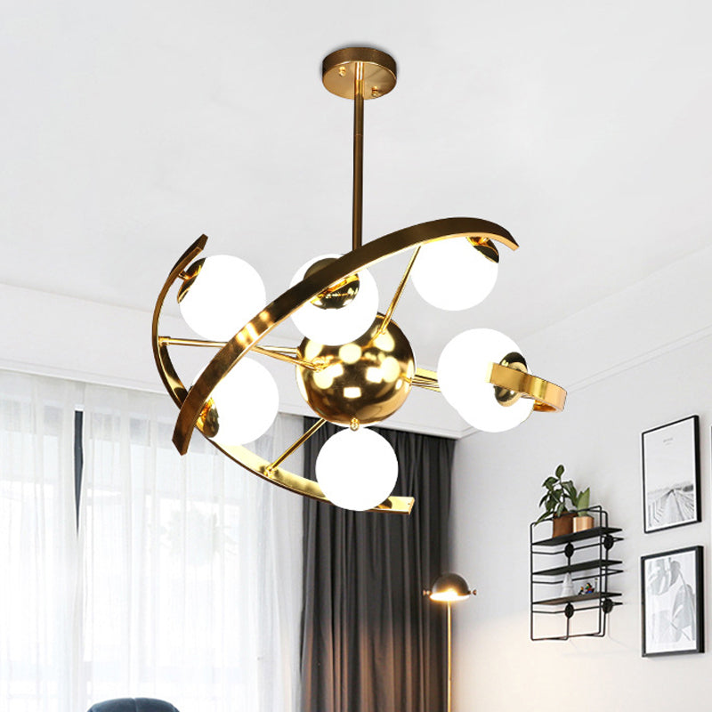Modern Brass Sputnik Ceiling Chandelier W/ 9 Bulbs - Ideal For Living Room Décor