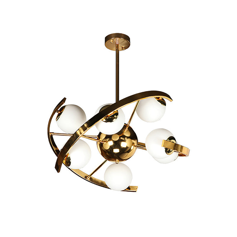 Modern Brass Metallic Sputnik Ceiling Chandelier - 9 Bulbs Hanging Light Kit for Living Room
