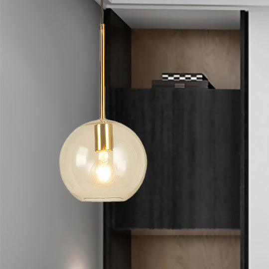 Modern Glass Globe Pendant Light - 1 Head, 8"/12" Wide - Stylish Dining Room Hanging Lamp Kit
