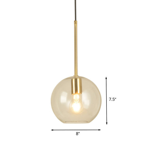 Modern Glass Globe Pendant Light - 1 Head, 8"/12" Wide - Stylish Dining Room Hanging Lamp Kit