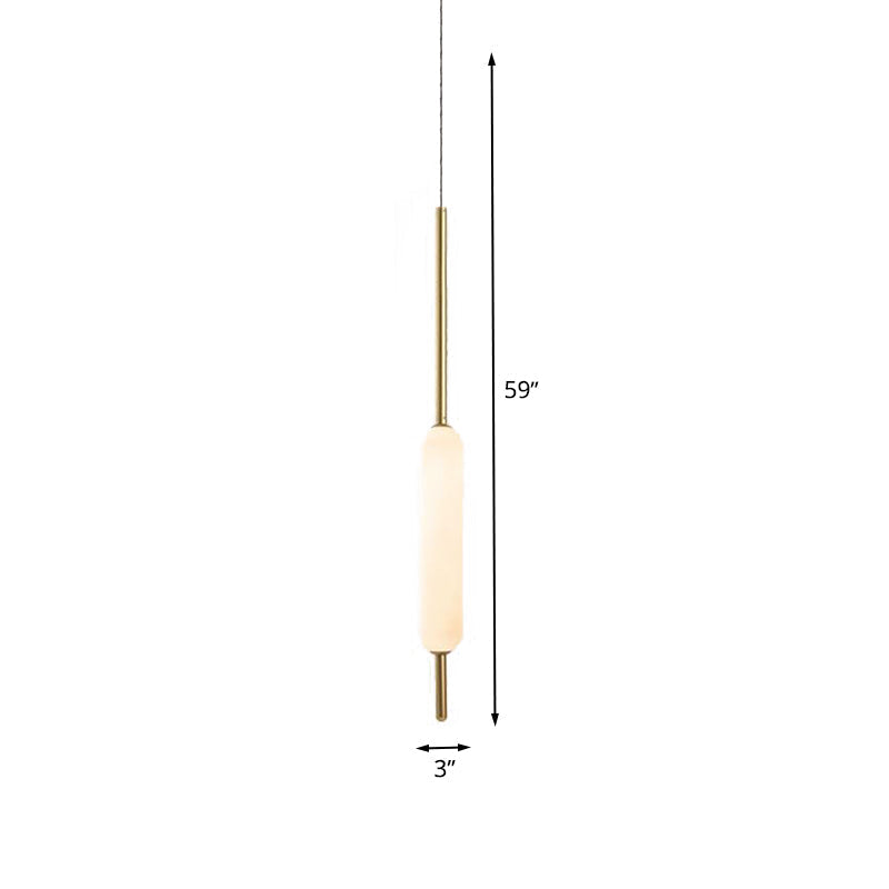 Modern White Glass Tube Pendant Light for Dining Room Ceiling