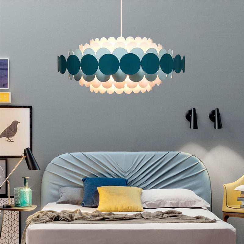 Contemporary LED Acrylic Oval Chandelier - Wide Black/Blue/Red Pendant Lamp