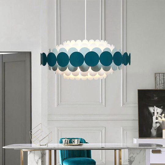 Contemporary LED Acrylic Oval Chandelier - Wide Black/Blue/Red Pendant Lamp
