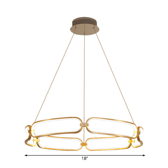 Modern 1-Light Gold LED Ceiling Pendant Light: Bracelet Metal Chandelier Lamp in White/Warm Light