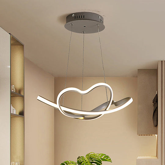 Modernist LED Hanging Light Kit - 16"/19.5" Wide, Grey Twisted Chandelier Lamp with Acrylic LEDs (White/Warm Light)