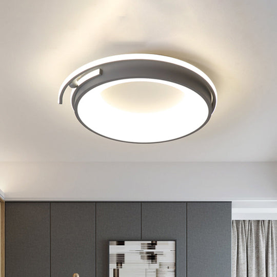Contemporary LED Flush Mount Light for Living Room - Round Acrylic Shade, Black/Grey Finish, Warm/White/Neutral Lighting, 12.5"/16"/21.5" Wide