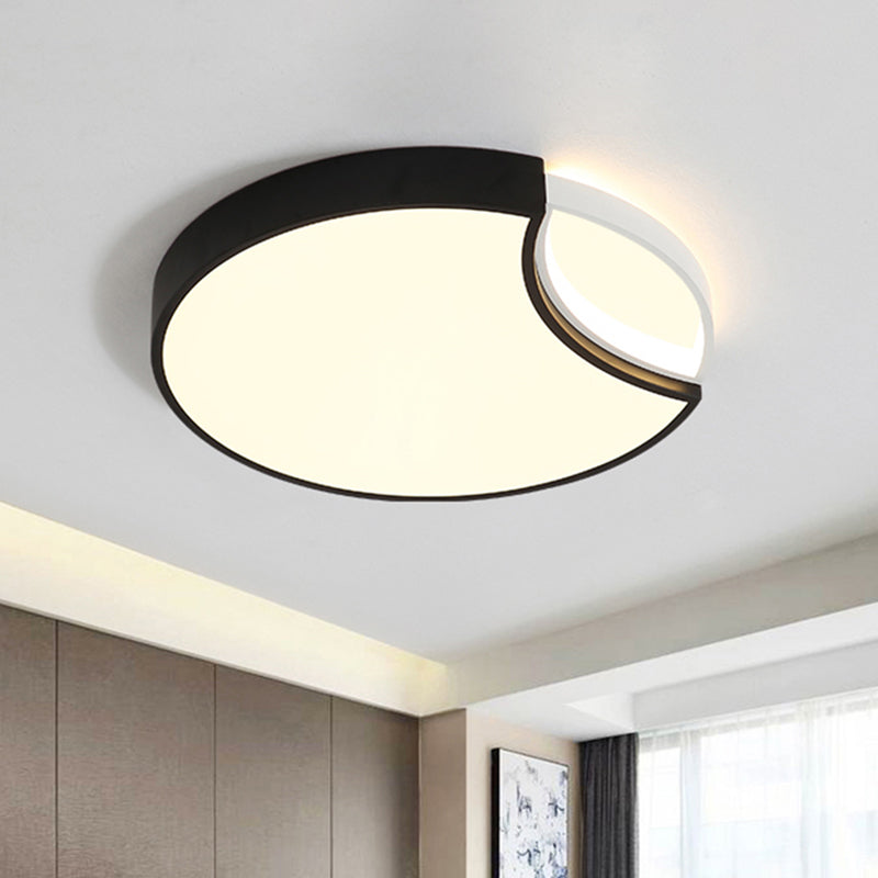 Contemporary Acrylic LED Circle Flush Mount Ceiling Light in Black - Warm, White, Neutral - 16"/19.5" Wide for Bedroom