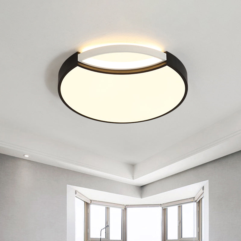 Contemporary Acrylic LED Circle Flush Mount Ceiling Light in Black - Warm, White, Neutral - 16"/19.5" Wide for Bedroom