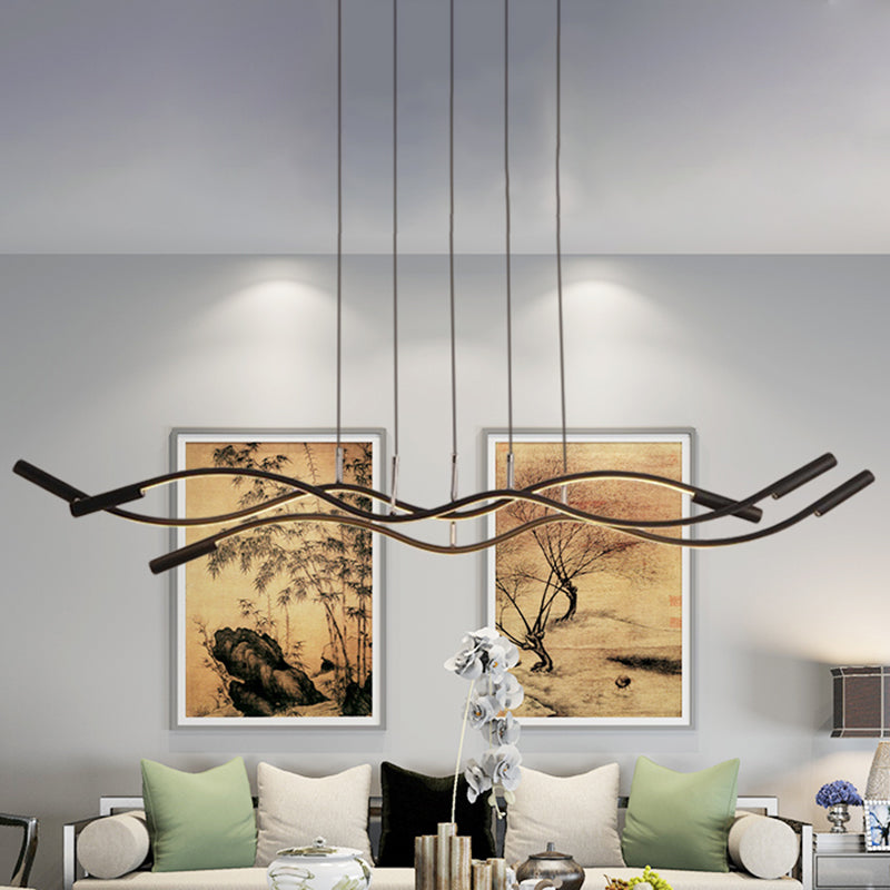 Lustre linéaire moderne blanc/noir avec 3 lumières, plafonnier LED en acrylique à lumière blanche/chaude