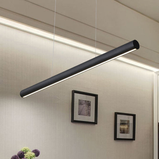 Modern LED Linear Pendant Chandelier – 39"/47" Black Metal Light, 3 Color Modes
