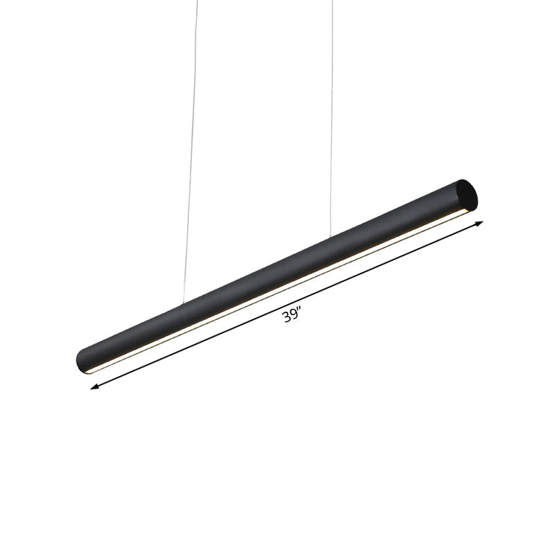 Modern LED Linear Pendant Chandelier – 39"/47" Black Metal Light, 3 Color Modes