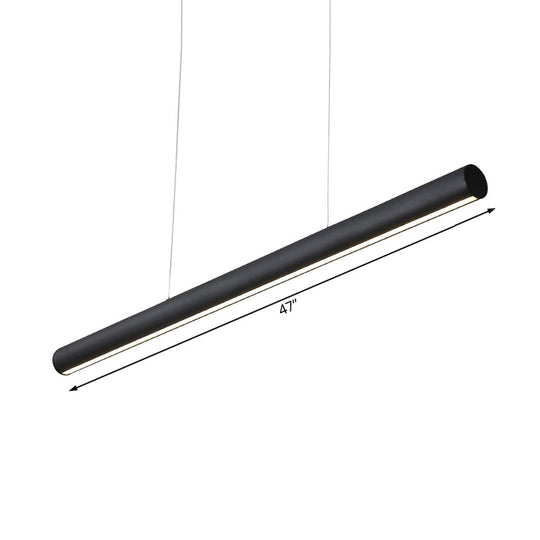 Modern LED Linear Pendant Chandelier – 39"/47" Black Metal Light, 3 Color Modes