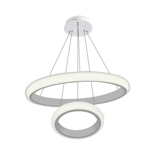 Modern White Doughnut Chandelier Lamp - 1/2/3 Lights Acrylic Led Ceiling Pendant Fixture In