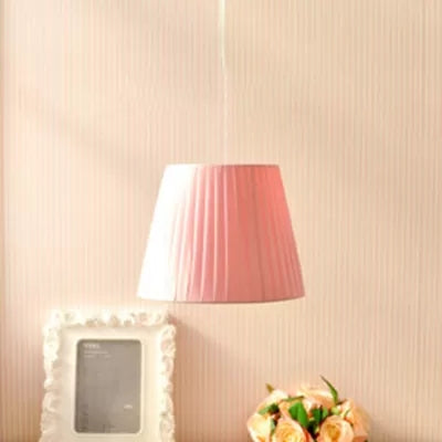 Tapered Fold Hanging Light - Fabric Pendant For Dining Room