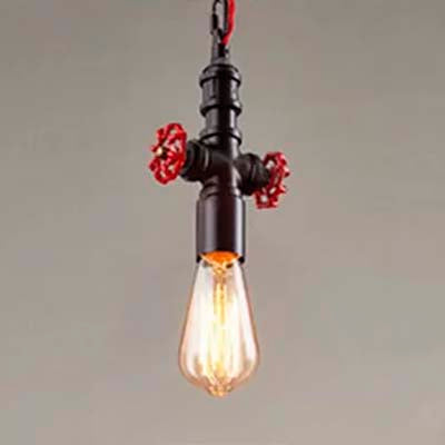 Farmhouse Style Metal Pipe Pendant Light - Black/Bronze Finish, Single Bulb, Valve Included, Ideal for Restaurants