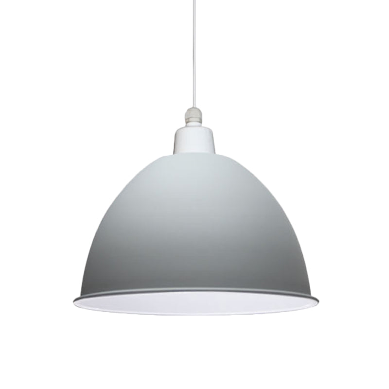 Nordic Style Hanging Pendant Lamp - Grey/Pink Suspended Light with Metal Dome Shade