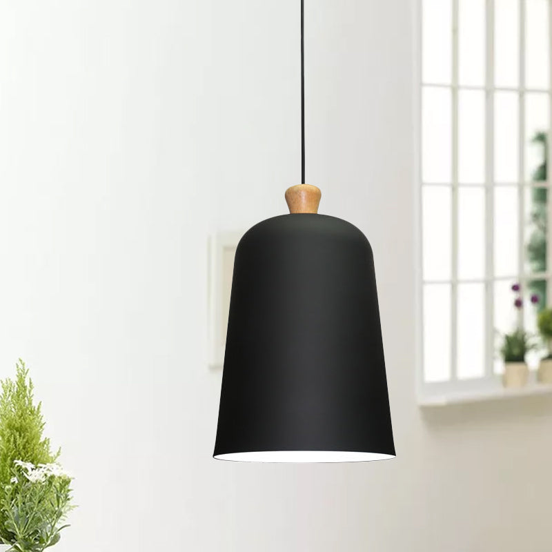 Modern Bell Pendant Lamp With Pink/Grey/Black Design For Dining Room Ceiling Lighting Black