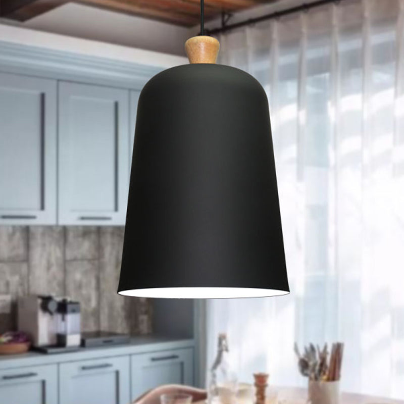 Pink/Grey/Black Bell Pendant Lamp - Modern Style, 1-Bulb Aluminum Ceiling Light for Dining Room