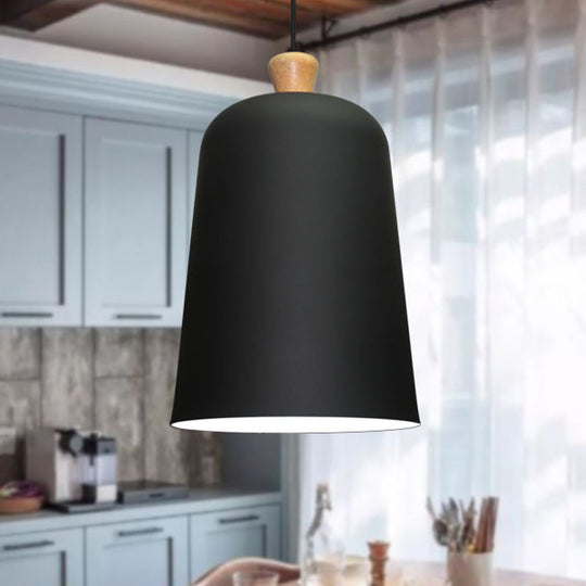 Pink/Grey/Black Bell Pendant Lamp - Modern Style, 1-Bulb Aluminum Ceiling Light for Dining Room