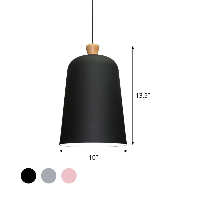 Pink/Grey/Black Bell Pendant Lamp - Modern Style, 1-Bulb Aluminum Ceiling Light for Dining Room
