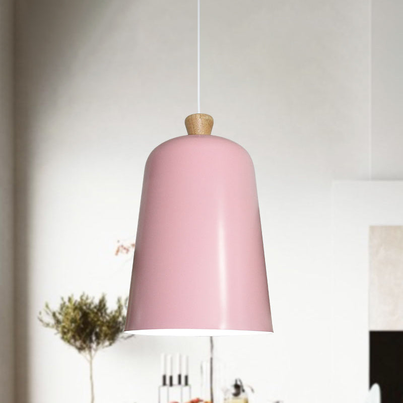 Modern Bell Pendant Lamp With Pink/Grey/Black Design For Dining Room Ceiling Lighting Pink