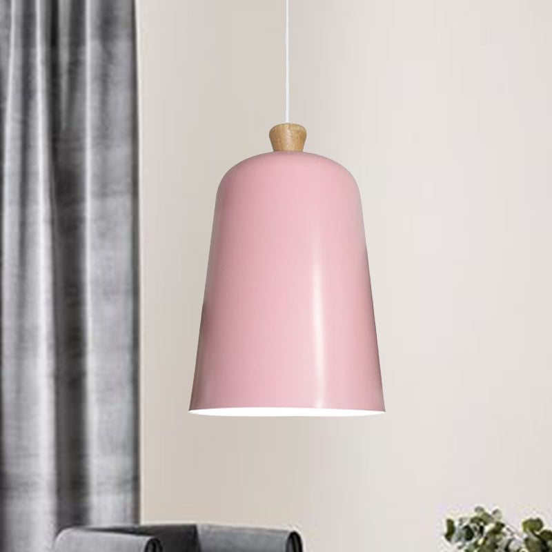 Pink/Grey/Black Bell Pendant Lamp - Modern Style, 1-Bulb Aluminum Ceiling Light for Dining Room