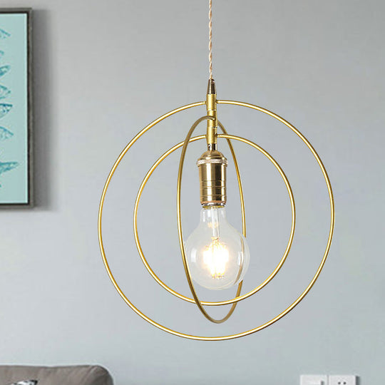 Minimalist Gold Hanging Pendant Lamp Fixture with 1 Light for Living Room