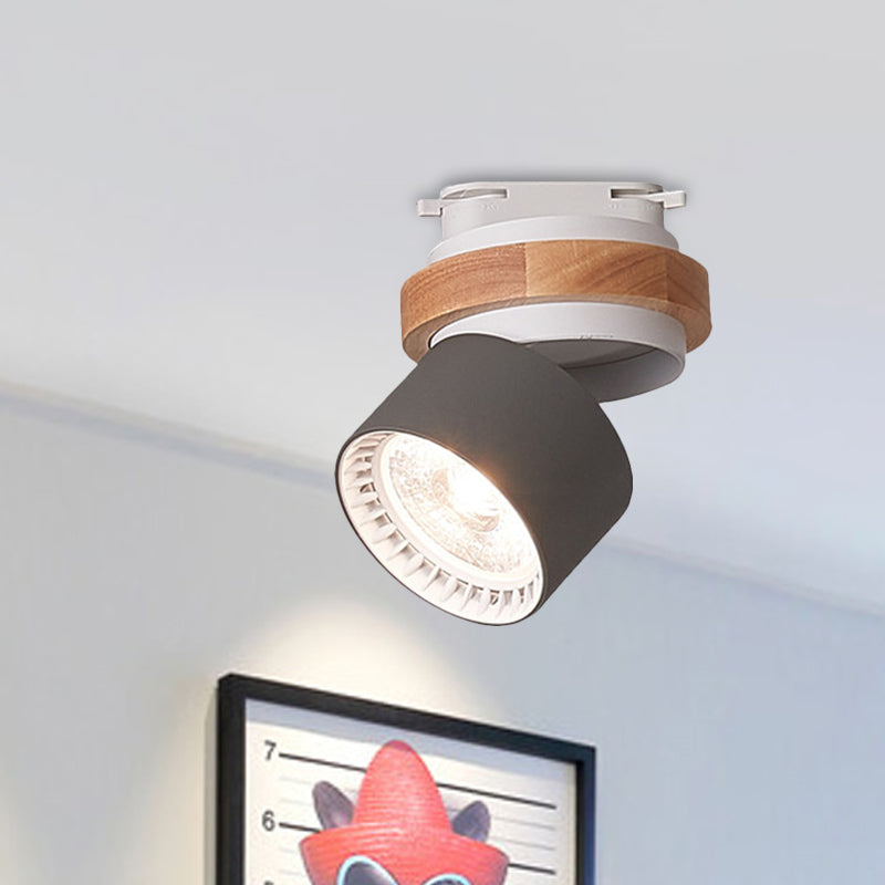 Adjustable Led Grey/Green/White Flush Mount: Modern Metallic Cylindrical Lighting In Macaron Style